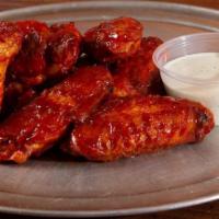 Wings (10) · Traditional Buffalo, Stubb's BBQ, Spicy BBQ, or Naked served with your choice of Ranch, Atom...