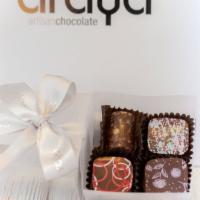 4 Pieces Chocolates Favor Box · Four pieces of single origin chocolates in a clear box, with a bow. Choose from our collecti...