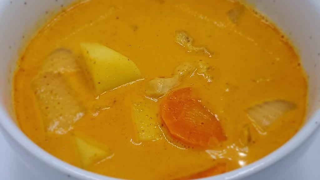Yellow Curry · Spicy. Thai yellow curry paste with potato, carrot, onion, and coconut milk.