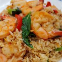 Basil Fried Rice · Spicy. Choice of chicken, Tofu, Beef or Shrimp. Choice of meat fried rice with bell pepper, ...