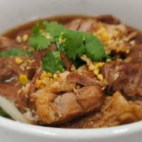 Stew Pork · Slow-cooked Pork with our recipe, Chinese broccoli, and bean sprout served with spicy and so...