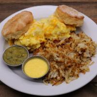 Farmhouse Biscuit Sandwich · 2 buttermilk biscuits filled with cage free
scrambled eggs, applewood smoked bacon,
cheese. ...
