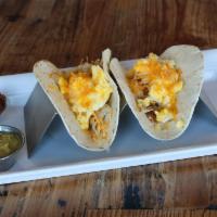 2 Breakfast Tacos · Vegetarian. With hash browns, scrambled eggs and cheese