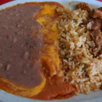 Carne Guisada Special · Mexican beef stew with one cheese enchilada served with tortillas.