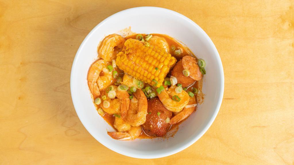 Business Boil · We did the work for you! 1/2 lb of peeled shrimp, sausage, corn and potato. Pick a Sauce and Spice level!