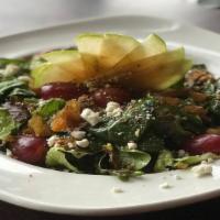Sonoma (Full) · Red leaf lettuce, spinach, grapes, raisins, apples, goat cheese, chopped glazed pecans, hous...