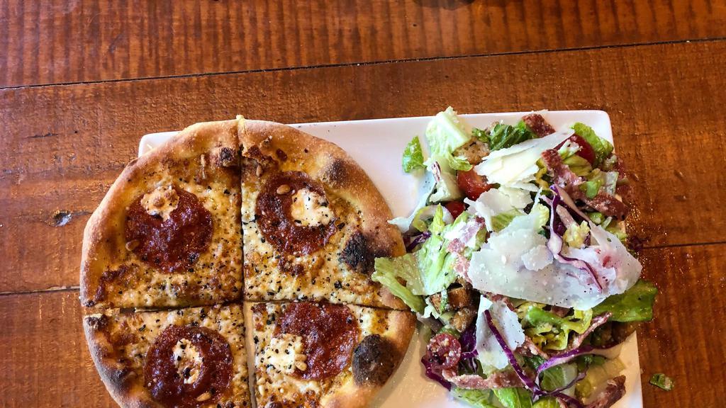 The Perfect Meal · Seven inch pizza served on our original crust paired with soup or salad.