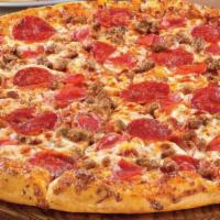 Meat Lovers Pizza · Pepperoni, hamburger, sausage, and Canadian bacon.