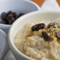 Oatmeal · Served hot with raisins and brown sugar.