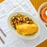 Southwest Omelets · Smoked ham, onions, tomato, mushrooms, monterrey jack cheese and chipotle hollindaise
