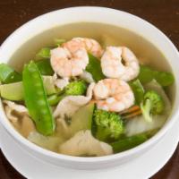House Wonton Soup · Snow peas, broccoli, mushroom,carrot,shrimp, chicken, wanton w chicken soup