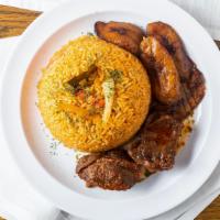 Jollof Rice With Beef · With two beef and plantain.
