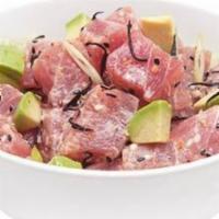Ahi Tuna Tower Bowl · Sushi rice, spicy tuna, crabmeat, red tobiko, black tobiko, masago, kizami nori, mango sauce...