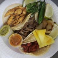 Tacos · meat of your choice beef, chicken chorizo ​​barbecue tongue tripe barbecue, pastor