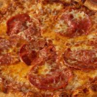 Pepperoni · Pizza sauce, mozzarella, pepperoni.

Contains: allium & garlic, dairy, gluten, nightshade, t...