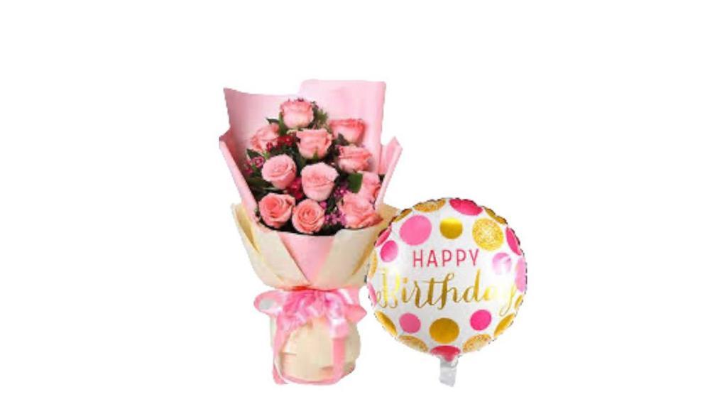 Happy Birthday Roses Bouquet & Girly Balloon · Happy Birthday roses bouquet & Girly Balloon. Includes a bunch of 10-12 roses in a beautiful wrap.
Colors & Balloon may vary based on availability