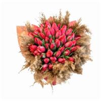 Deluxe Bouquet Tulips & Pampas · Tulips and Pampas colors may differ based on abvailability, Pampas comes in Natural, Red, De...
