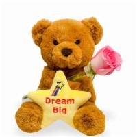 Grad Teddy Bear Holding A Rose · Deluxe Grad Teddy Bear holding a Rose, rose color varies based on availability, rose is plac...