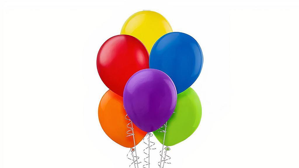 6 Latex Balloons · A bunch of 6 latex balloons helium filled. Please specify preferred colors in special instructions