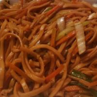 Lo Mein · Shrimp and chicken, stir-fried soft noodles and vegetables.