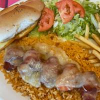 Pork Roast Gordita Plate (Asado De Puerco) · Two delicious homemade flour (harina) gorditas filled with lettuce, tomatoes, and cheese. Se...