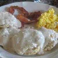 #22 Biscuits (2) & Gravy, Side Of Scrambled Eggs · 2 Biscuits with gravy, Side of scrambled eggs.