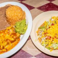 #5 Combo Plate - Best Variety All In One Plate! · (1) Crispy Taco, (1) Beef or Chicken Enchilada, (1) Tamale, (1) Chalupa, served with Guacamo...