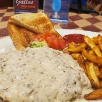 #9 Chicken Fried Steak W\ Gravy · New. Served w/Fries, Lettuce, Tomato and one piece of Texas Toast.