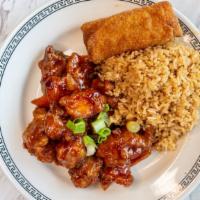 General Chicken · Spicy. Large chunk dark chicken meat stir fried with peppers and sweet hot sauce.