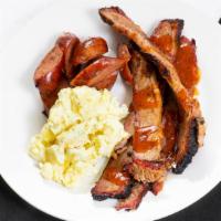 Single Meat Plate · Choose 1 meat 1/3 lb and 3-4oz sides.
