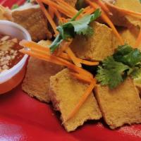 Fried Tofu · Golden Fried Tofu (12 pieces) serve with crush peanut in sweet and sour sauce.
