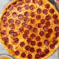 Pepperoni Patrol Pizza · Pepperoni and mozzarella cheese baked on a hand-tossed dough