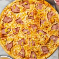 Hey Hey Hawaiian Pizza · Pineapples, ham and mozzarella cheese baked on a hand-tossed dough