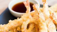 Shrimp Tempura · Five pieces tempura-fried jumbo shrimp.