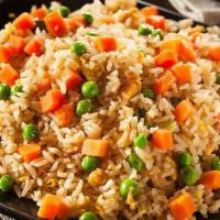 Vegetable Fried Rice · Steamed rice fried with vegetables.