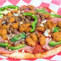 The Supreme Pizza · Pepperoni, Canadian bacon, onions, green peppers, mushrooms, black olives, Italian sausage, ...