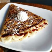 Nutella & Banana Crepe · Includes; nutella, banana, nuts, whipped cream, hershey chocolate. Most popular.