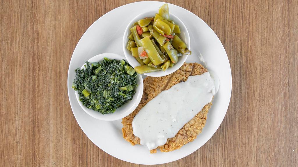 Chicken Fried Steak · With two eggs and hash browns or grits or tomatoes and toast or biscuits and gravy.