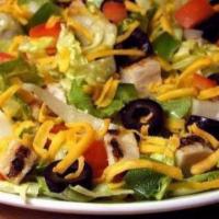 Chicken Fajita Salad · Comes with fresh lettuce or spinach, fajita chicken, onion, cheddar cheese, green pepper, bl...