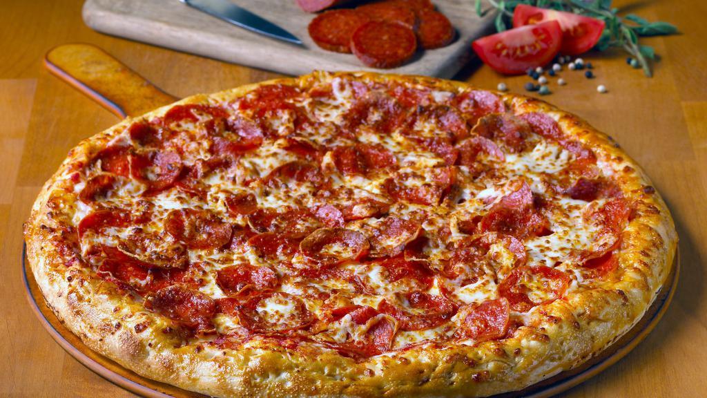 Pepperoni Deluxe · A pepperoni lover's dream. Comes with double pepperoni and extra mozzarella cheese. But watch out its extra juicy.