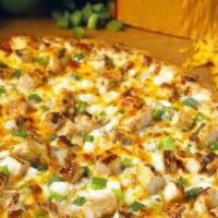 Chicken Premier · Comes with our own unique white sauce, mozzarella, and cheddar cheeses, onion, green bell pe...