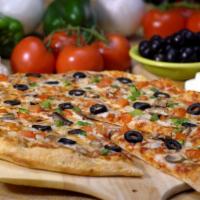 Vegi D'Lish · Comes with mozzarella, mushroom, onion, bell pepper, black olive, and tomato.