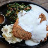 Chicken Fried Ribeye · certified angus beef® ribeye steak hand-breaded with our buttermilk batter, sautéed spinach ...