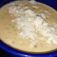 Green Chile Queso Trio · 1/2 pint of  Green Chile Queso,   1/2 pint of Frescos Salsa & Two bag of chips.
Chihuahua wh...