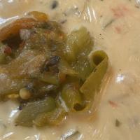 Xxtra Hatch Spicy Green Chile Queso Trio · Added Side of Hatch chile to  top  your queso  with.
1/2 pint of  Green Chile Queso,   1/2 p...