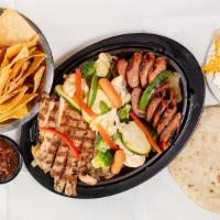 House Fajita Style Dinner For 2 · Your choice of fajitas (packaged in one container)   
   w/ pan-seared vegetables ( no rice ...