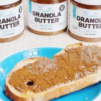 Granola Butter Toast · Vegan, gluten-free, non-GMO, nut free Granola Butter & local honey or substitute maple syrup...