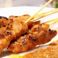 Chicken Satay (6 Skewers) · Seasoned and skewered chicken chunks, served with peanut sauce.