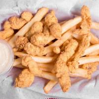 Fried Gator · pieces of gator meat fried to perfection with a crispy battered outside layer. with a side o...