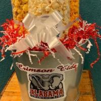 Alabama Crimson Tide Bucket With Butter, Cheese & Caramel · This Alabama Crimson Tide Bucket comes with a small bag Butter, Cheese, & Caramel. After you...